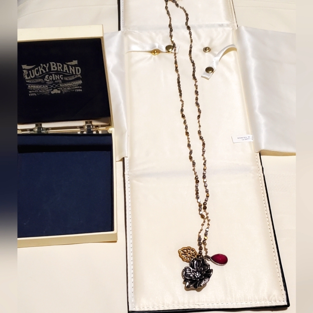 Lucky Brand Gold and Red Pendant Necklace